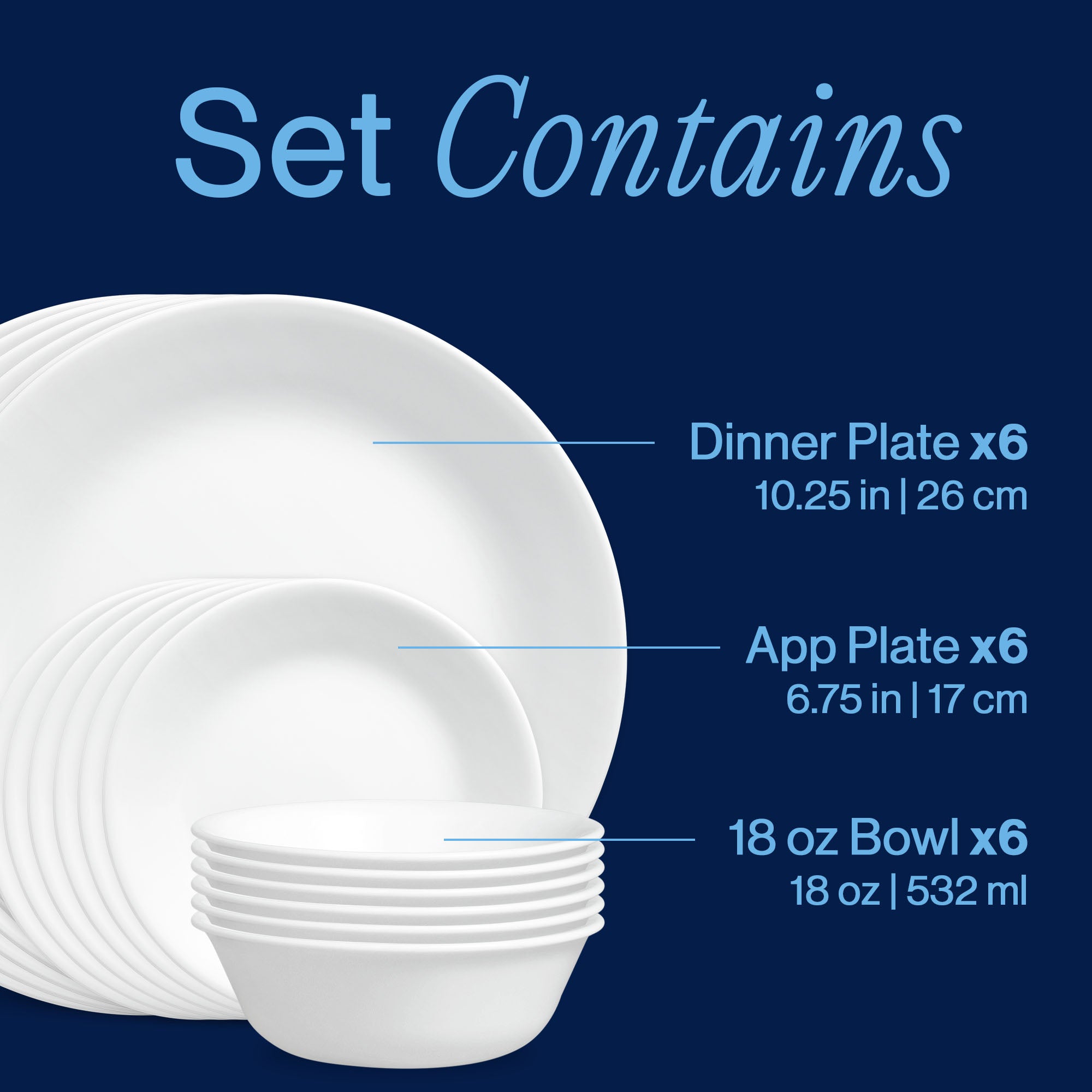 Corelle® Winter Frost White 18-piece Dinnerware Set. Service for 6 - Image 3